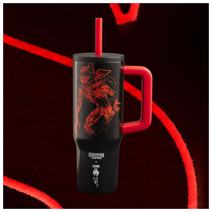 Bialetti, Tumbler Termico Stranger Things, Acciaio Inox, 900 ml, Con Cannuccia e Manico