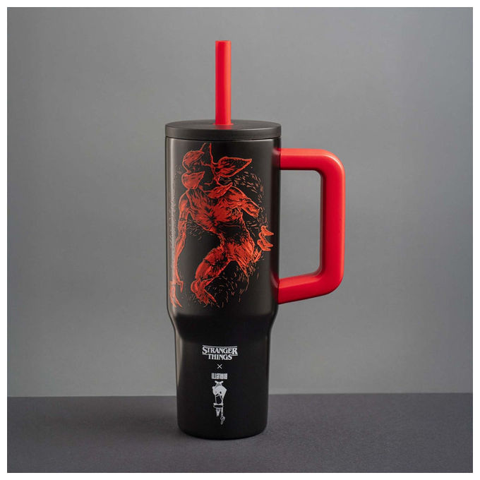 Bialetti, Tumbler Termico Stranger Things, Acciaio Inox, 900 ml, Con Cannuccia e Manico