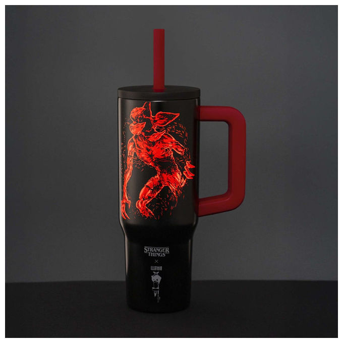 Bialetti, Tumbler Termico Stranger Things, Acciaio Inox, 900 ml, Con Cannuccia e Manico