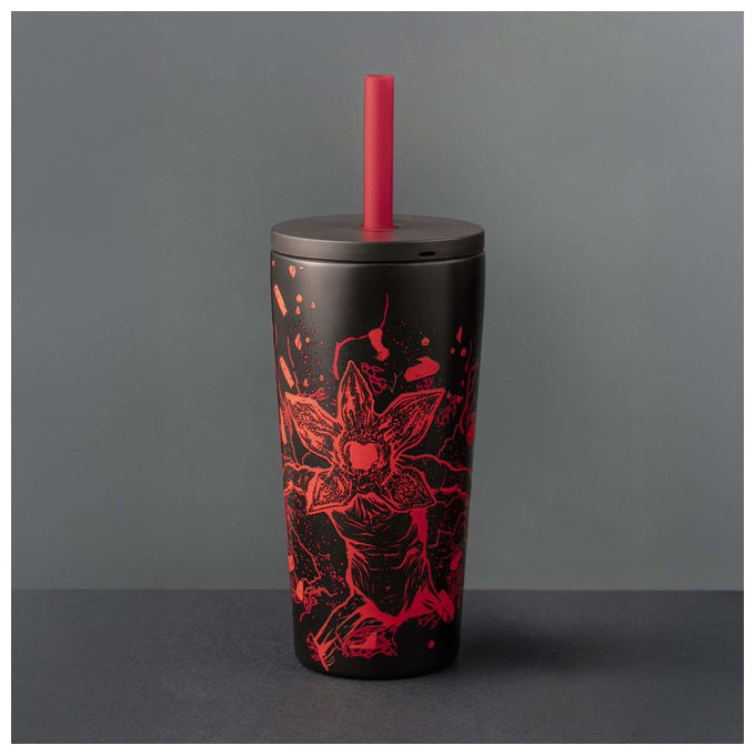 Bialetti, Borraccia Termica Stranger Things, 600 ml, Acciaio Inox, Nero e Rosso