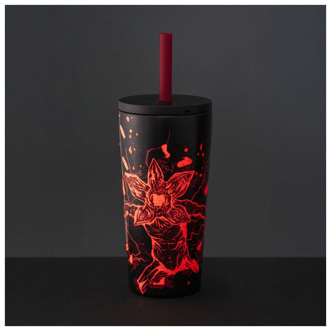 Bialetti, Borraccia Termica Stranger Things, 600 ml, Acciaio Inox, Nero e Rosso