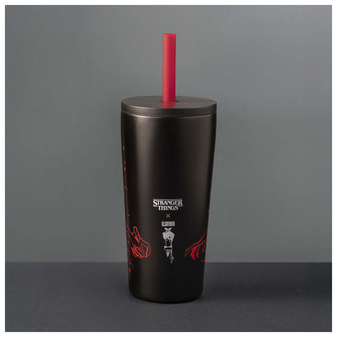 Bialetti, Borraccia Termica Stranger Things, 600 ml, Acciaio Inox, Nero e Rosso