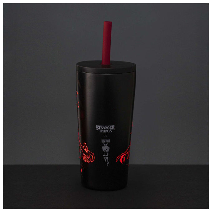 Bialetti, Borraccia Termica Stranger Things, 600 ml, Acciaio Inox, Nero e Rosso