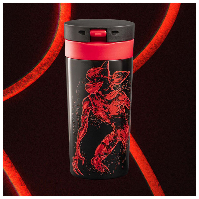 Bialetti, Tazza da Viaggio Stranger Things, 380 ml, Acciaio Inox, Nero e Rosso