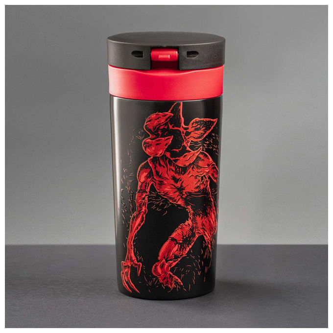 Bialetti, Tazza da Viaggio Stranger Things, 380 ml, Acciaio Inox, Nero e Rosso