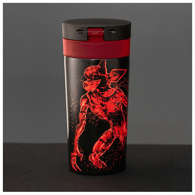Bialetti, Tazza da Viaggio Stranger Things, 380 ml, Acciaio Inox, Nero e Rosso