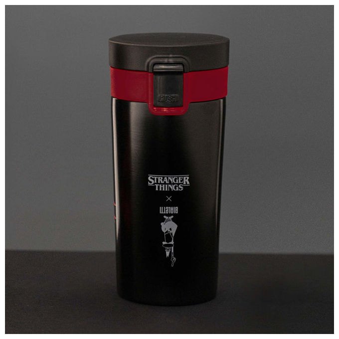 Bialetti, Tazza da Viaggio Stranger Things, 380 ml, Acciaio Inox, Nero e Rosso