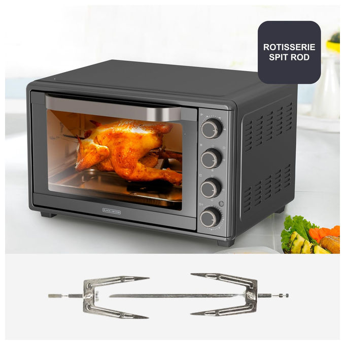 Black+decker BXOV4500E Forno Elettrico da tavolo 45 L 2000W 15 modalita' Timer 90 min Convezione Girarrosto colore Grigio