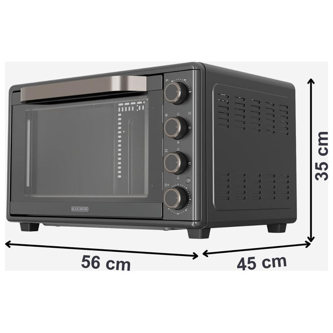 Black+decker BXOV4500E Forno Elettrico da tavolo 45 L 2000W 15 modalita' Timer 90 min Convezione Girarrosto colore Grigio