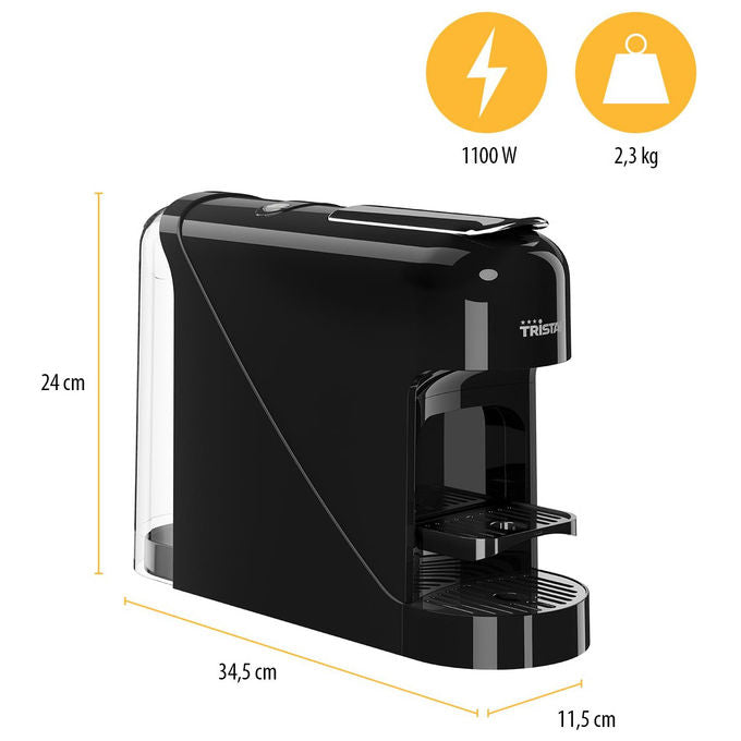 Tristar CM2302 Macchina da caffe' a Capsule Compatibile Nespresso 0.8 L 20 bar 1400 W Spegnimento Automatico colore Nero