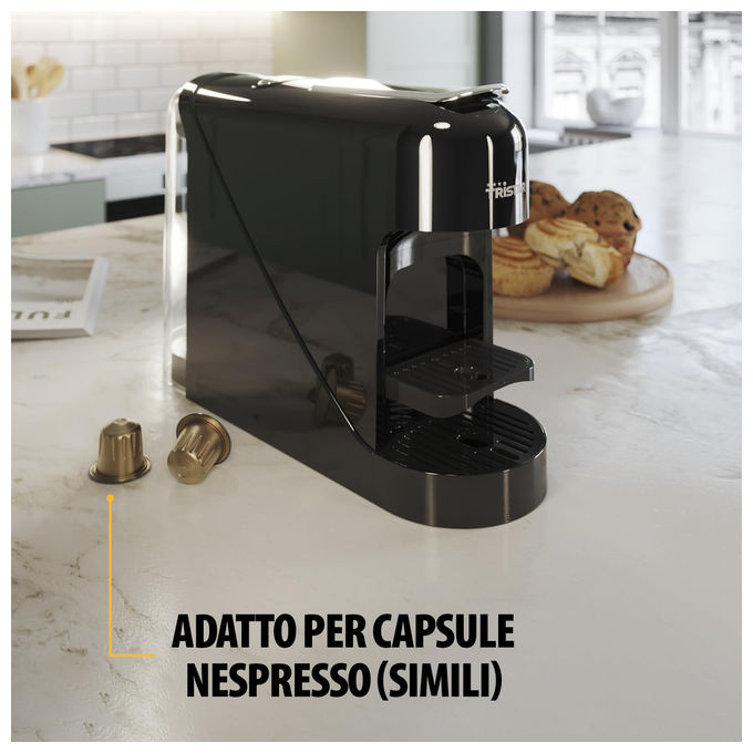 Tristar CM2302 Macchina da caffe' a Capsule Compatibile Nespresso 0.8 L 20 bar 1400 W Spegnimento Automatico colore Nero