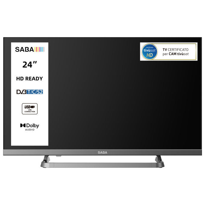 SABA Tv Led 24'' Hd Ready Triplo Ter Dvb-T2-C-S2 Hevc Main10 Grigio