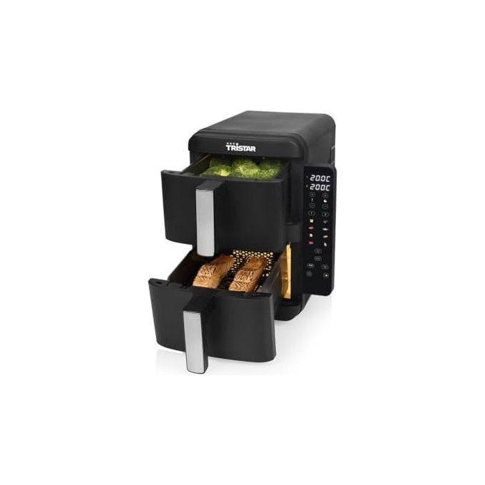 Tristar FR-9074 Friggitrice ad aria 9 L 2400W 2 Zone Doppio Cestello 8 Programmi Display LED colore Nero