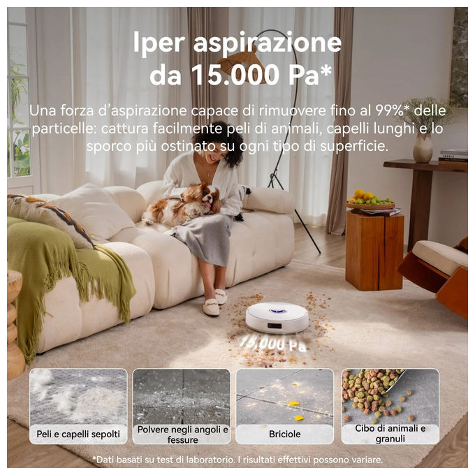 Narwal FREOZ10 Freo Z10 Robot Aspirapolvere Lavapavimenti LiDAR 3D 15000 Pa Autosvuotante Lavaggio 75°C Anti-groviglio Wi-Fi colore Bianco