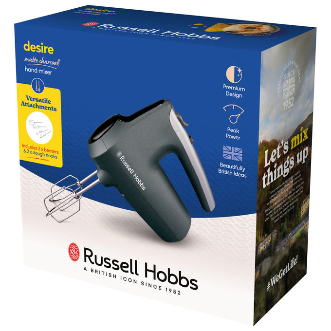 Russell Hobbs, Sbattitore Manuale, 350W, Matte Charcoal, Argento