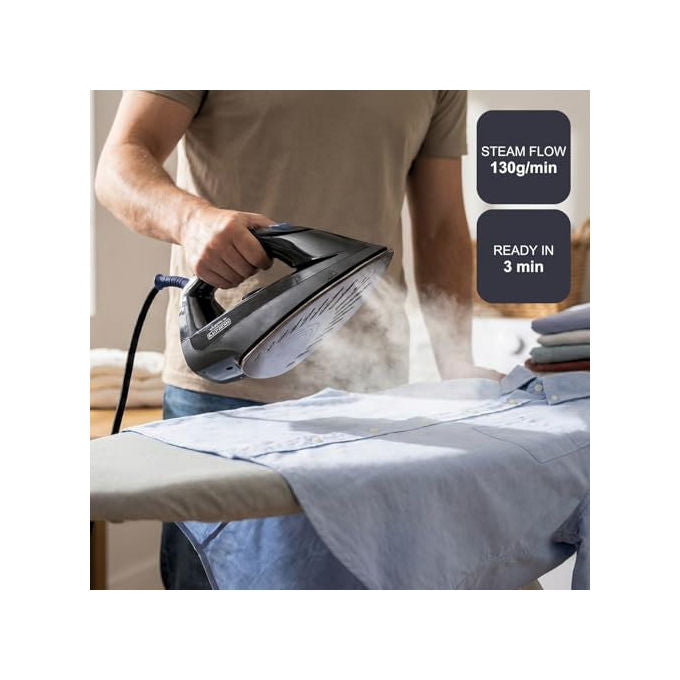 Black+decker BXSS2600E Centro Stirante con Caldaia 2600W 7 bar Vapore 130 g-min Serbatoio 1.5L Antimicrobico ECO colore Nero