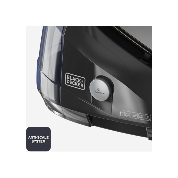 Black+decker BXSS2600E Centro Stirante con Caldaia 2600W 7 bar Vapore 130 g-min Serbatoio 1.5L Antimicrobico ECO colore Nero