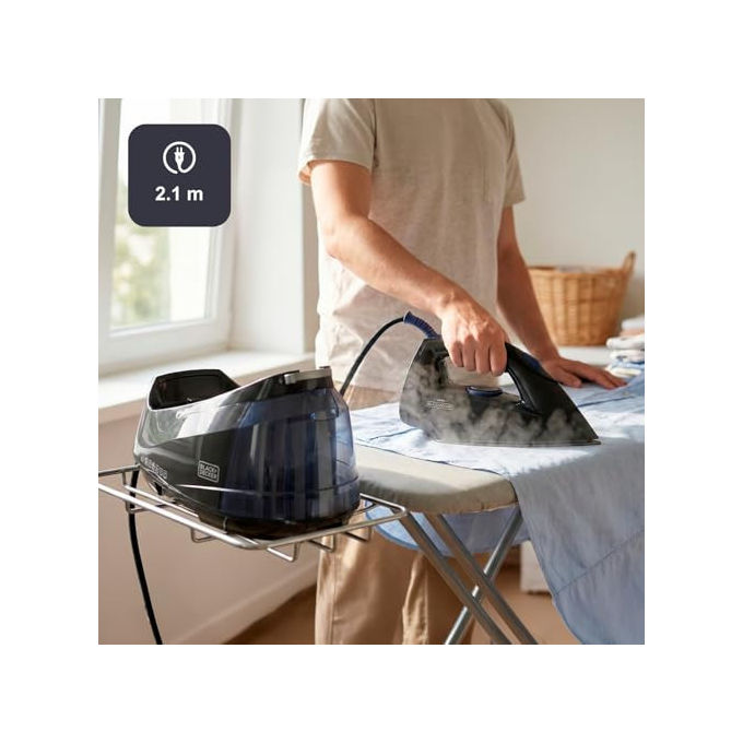 Black+decker BXSS2600E Centro Stirante con Caldaia 2600W 7 bar Vapore 130 g-min Serbatoio 1.5L Antimicrobico ECO colore Nero
