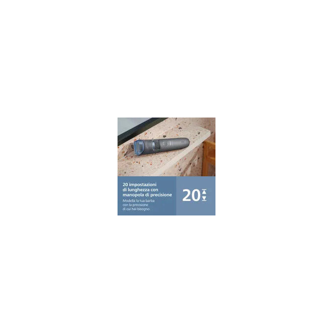 Philips, Regolabarba BT3617-15, Lame Acciaio, 20 Lunghezze, Blu Scuro