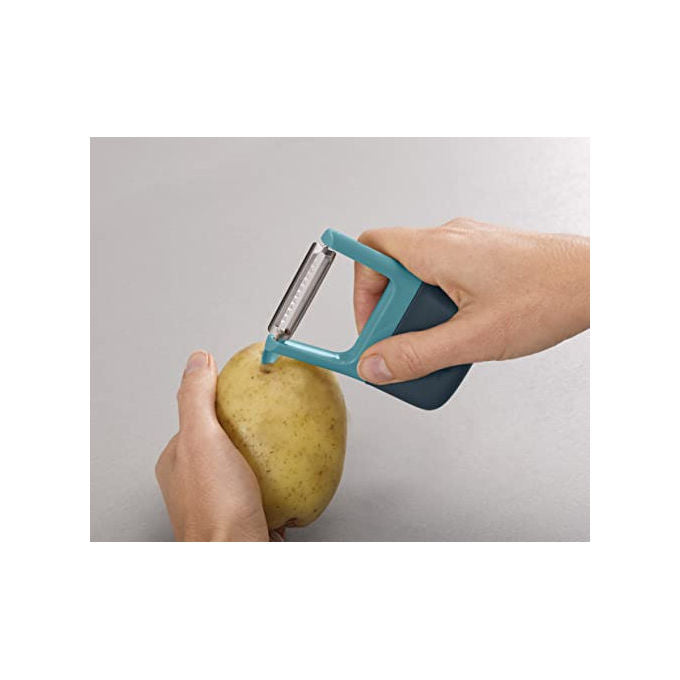 Joseph Joseph, Pelapatate Julienne Duo, con Impugnatura Ergonomica Antiscivolo, Azzurro Scuro