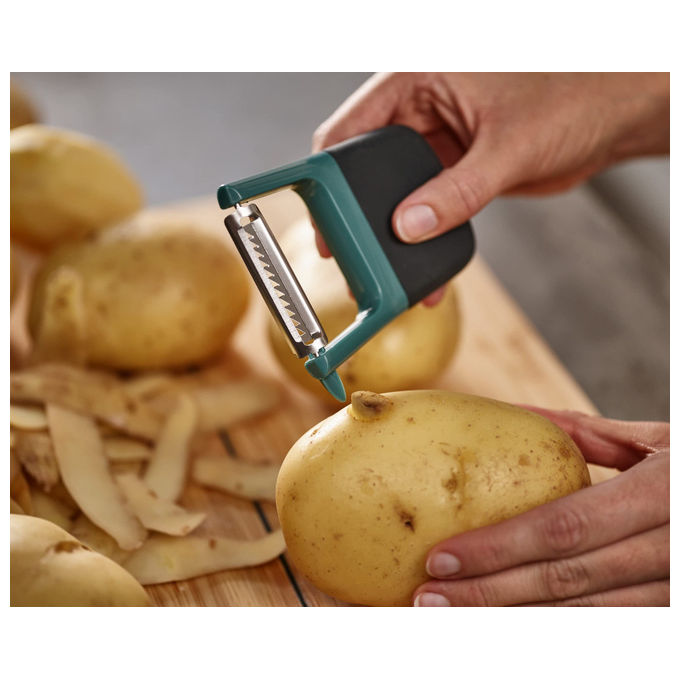 Joseph Joseph, Pelapatate Julienne Duo, con Impugnatura Ergonomica Antiscivolo, Azzurro Scuro