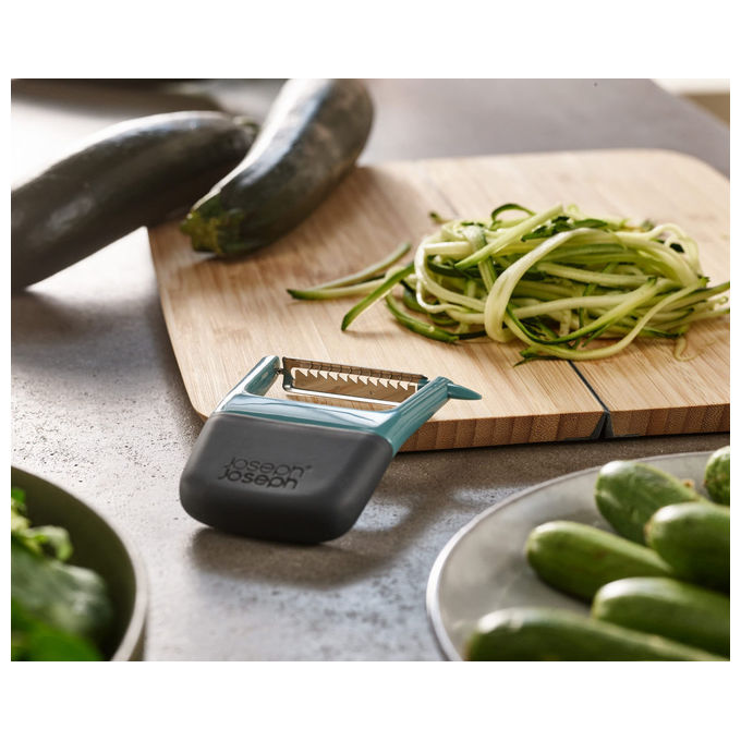 Joseph Joseph, Pelapatate Julienne Duo, con Impugnatura Ergonomica Antiscivolo, Azzurro Scuro