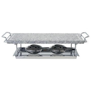 Kaufgut, Grill Pietra Naturale con 2 Bruciatori, 19x37 cm, Acciaio Inox