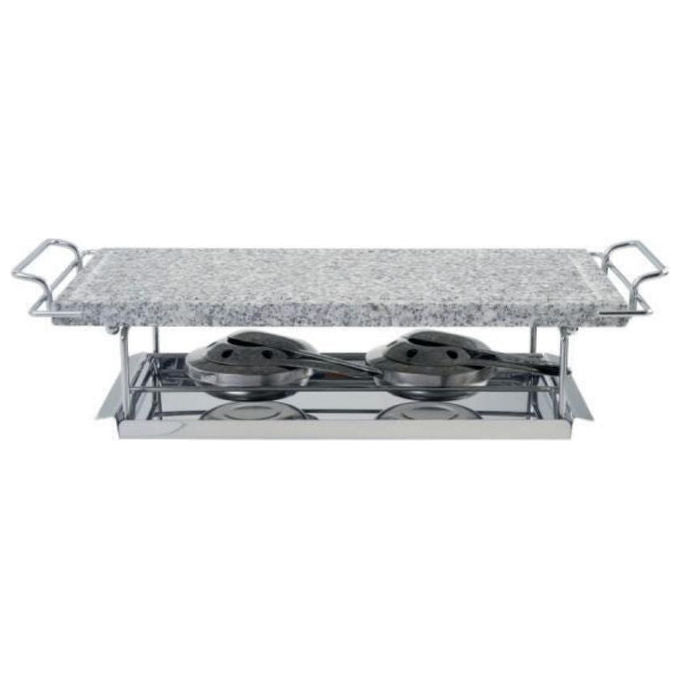 Kaufgut, Grill Pietra Naturale con 2 Bruciatori, 19x37 cm, Acciaio Inox