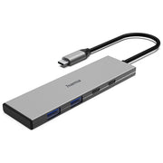 Hama, Hub USB Tipo-C, 10000 Mbit-s, Grigio, Alluminio, 00200147