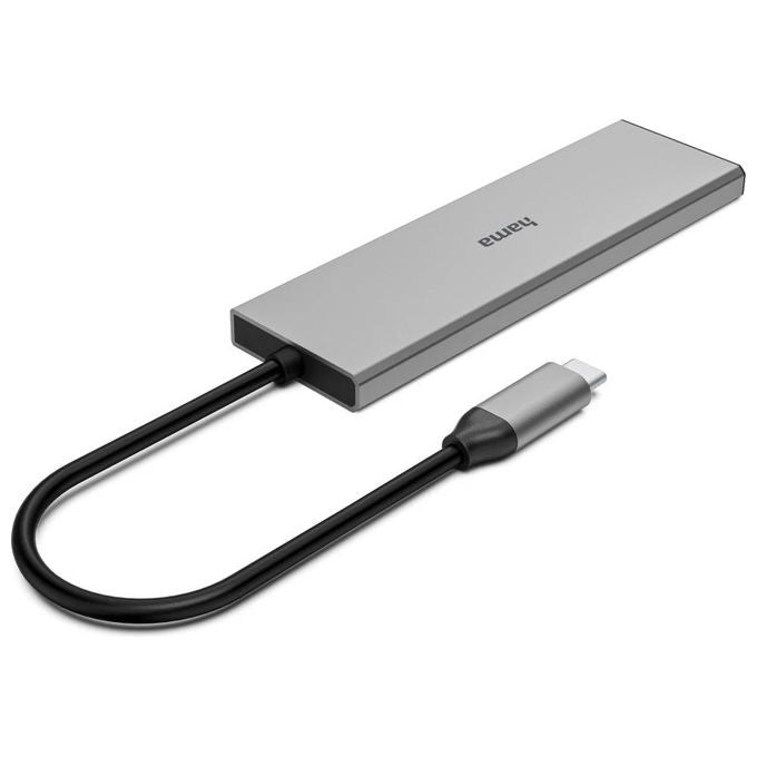 Hama, Hub USB Tipo-C, 10000 Mbit-s, Grigio, Alluminio, 00200147
