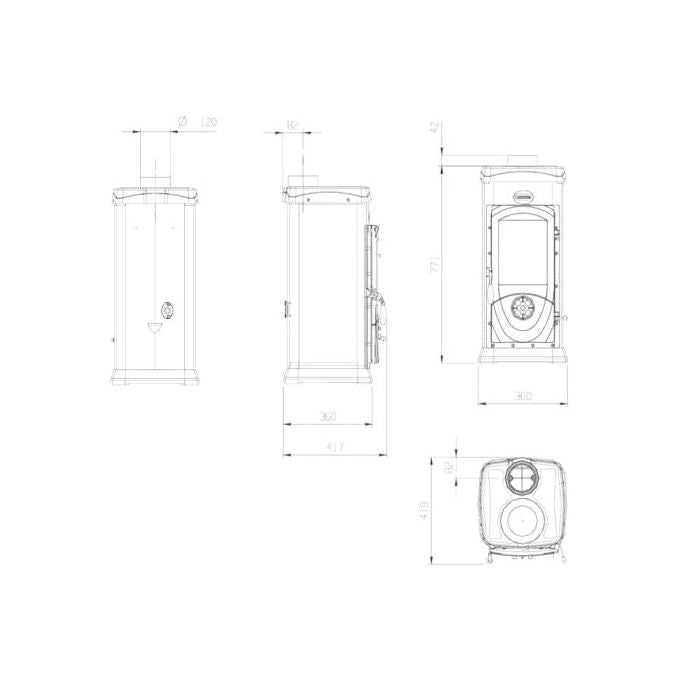 LA NORDICA, Stufa a Legna, 5.0 kW, Ghisa, Verde