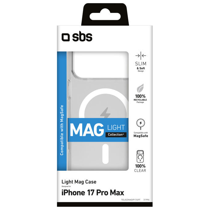 SBS, Cover Trasparente, Light Mag C-Ring, Compatibile MagSafe, Per iPhone 17 Pro Max