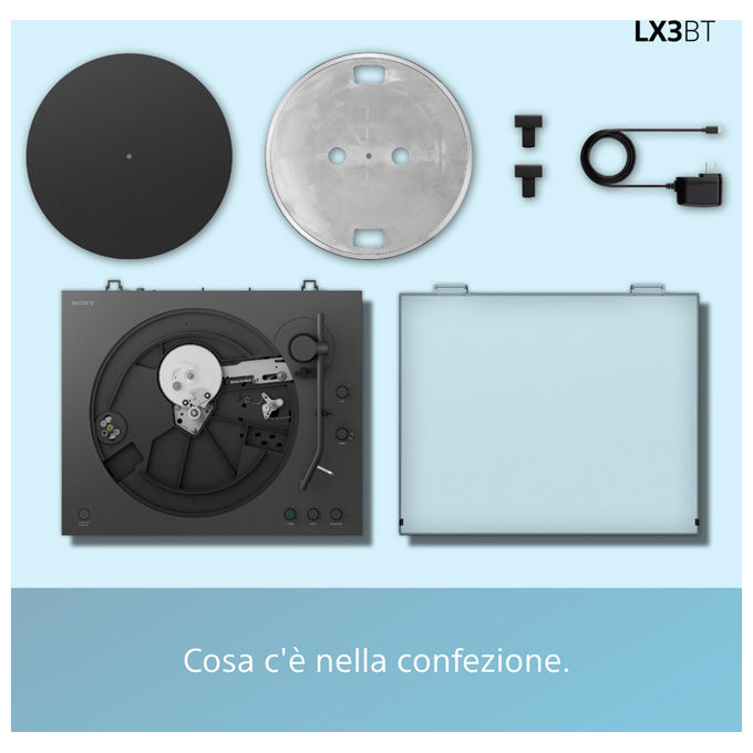 Sony, Giradischi con Trasmissione a Cinghia PS-LX3BT, Automatico, Nero