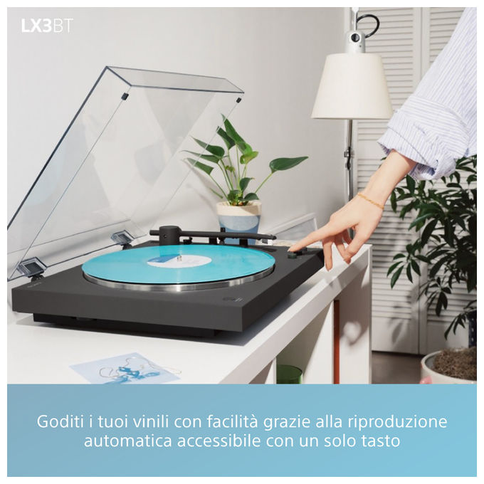Sony, Giradischi con Trasmissione a Cinghia PS-LX3BT, Automatico, Nero