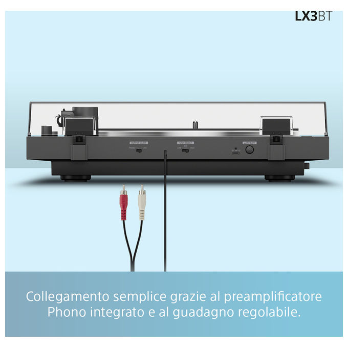 Sony, Giradischi con Trasmissione a Cinghia PS-LX3BT, Automatico, Nero