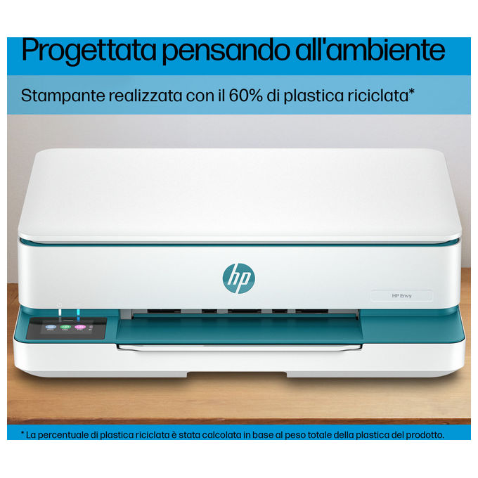 HP ENVY 6122E Stampante Multifunzione Inkjet a Colori Wi-Fi Stampa Fronte Retro Automatica Touchscreen Instant Ink colore Bianco