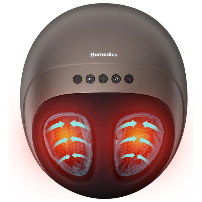 Homedics FMS-350HGY-EU Shiatsu Air Pro Massaggiatore Elettrico Piedi Compressione Aria Calore 3 Intensita' colore Grigio