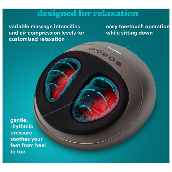 Homedics FMS-350HGY-EU Shiatsu Air Pro Massaggiatore Elettrico Piedi Compressione Aria Calore 3 Intensita' colore Grigio