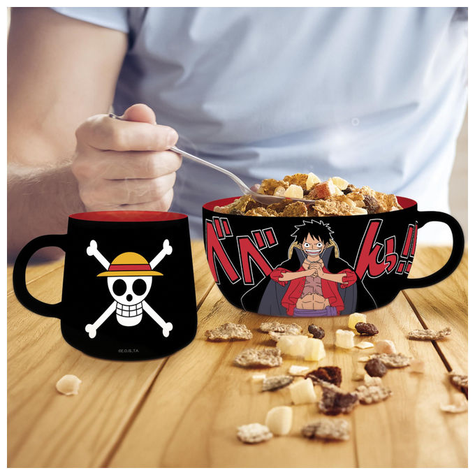ABYstyle ABYTAB127 One Piece Set Colazione Tazza e Ciotola Luffy Ceramica 350 ml colore Multicolore