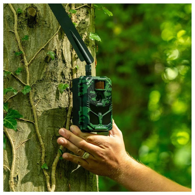 Camouflage, Fototrappola 4G 4K, 30MP, Visione Notturna, Trigger 0.2s, EZ4G Pro, Camouflage