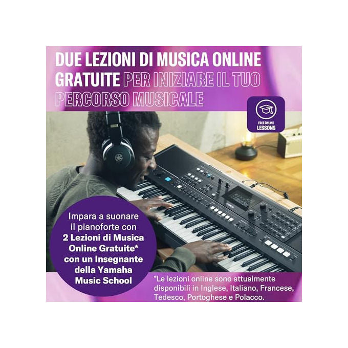 Yamaha VHN6420 PSR-E483 Tastiera Portatile 61 Tasti Sensibili al Tocco 860 Voci 345 Stili 12W colore Nero