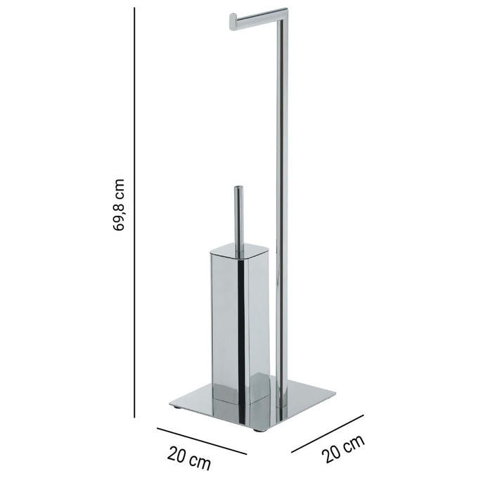 Gedy 1332 Felix Piantana Portarotolo e Scopino WC Acciaio Inox Base Quadrata Zavorrata colore Cromato