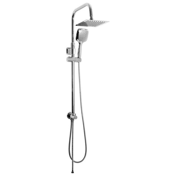 Idro Bric, Colonna Doccia Oasi, Cromata, Ottone, Soffione Quadro Acciaio, Risparmio Acqua