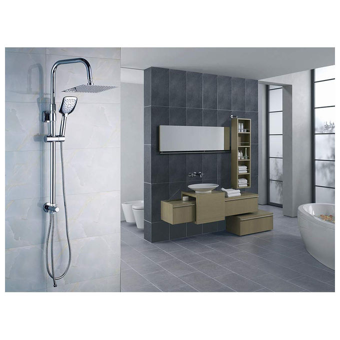 Idro Bric, Colonna Doccia Oasi, Cromata, Ottone, Soffione Quadro Acciaio, Risparmio Acqua