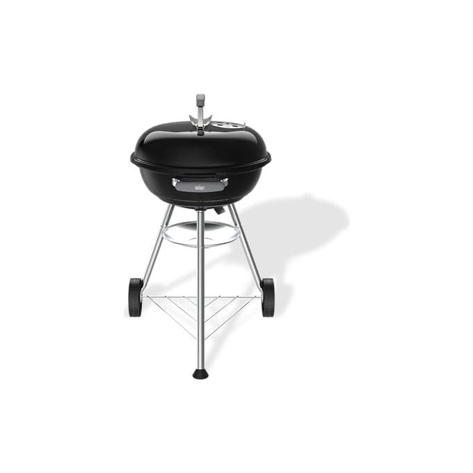 Weber 1502054 Compact Kettle Barbecue a Carbone 47 cm 1548 cm² Griglia Acciaio per 6 Persone con Ruote colore Nero
