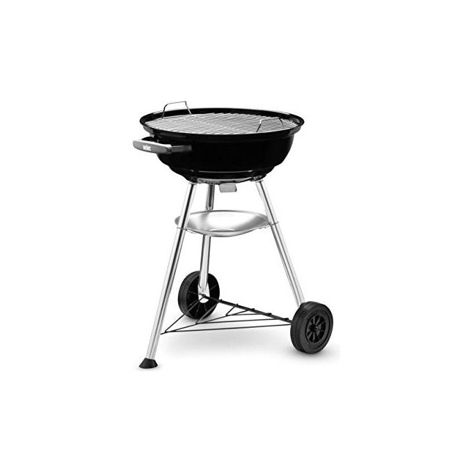 Weber 1502054 Compact Kettle Barbecue a Carbone 47 cm 1548 cm² Griglia Acciaio per 6 Persone con Ruote colore Nero