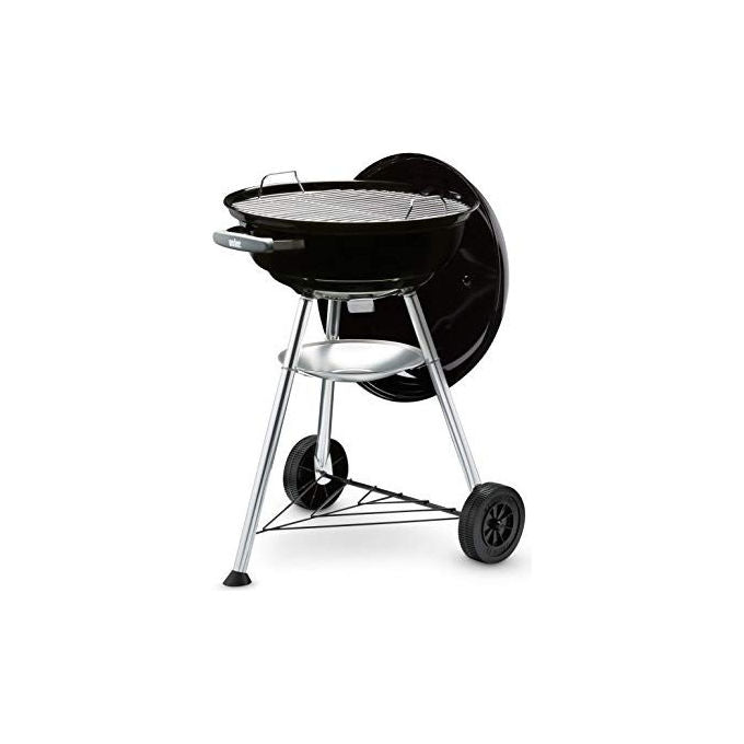 Weber 1502054 Compact Kettle Barbecue a Carbone 47 cm 1548 cm² Griglia Acciaio per 6 Persone con Ruote colore Nero