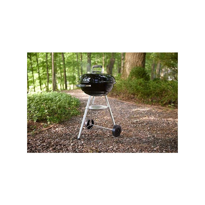 Weber 1502054 Compact Kettle Barbecue a Carbone 47 cm 1548 cm² Griglia Acciaio per 6 Persone con Ruote colore Nero