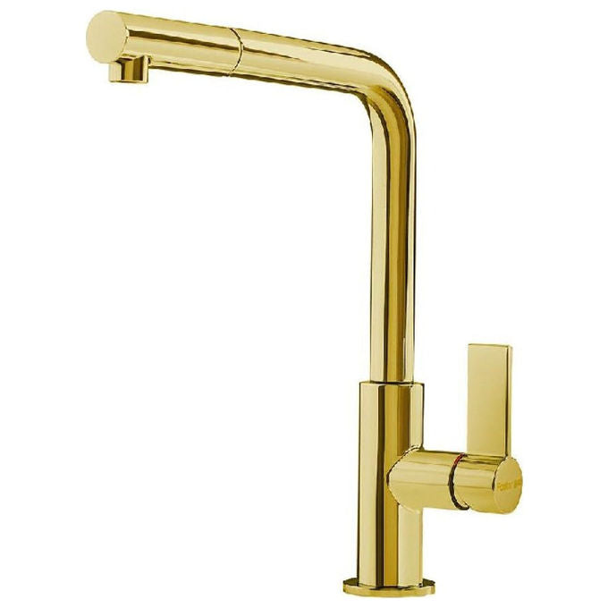 Foster Miscelatore cucina con doccetta Omega Plus Gold Canna girevole ed estraibile Ottone