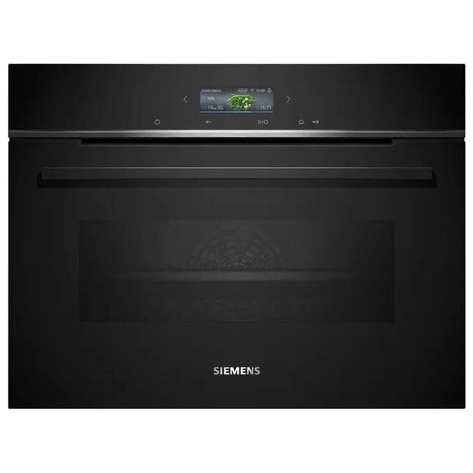 Siemens, Forno compatto da incasso iQ700, 60x45 cm, Nero, Pirolitico, Hydrolyse